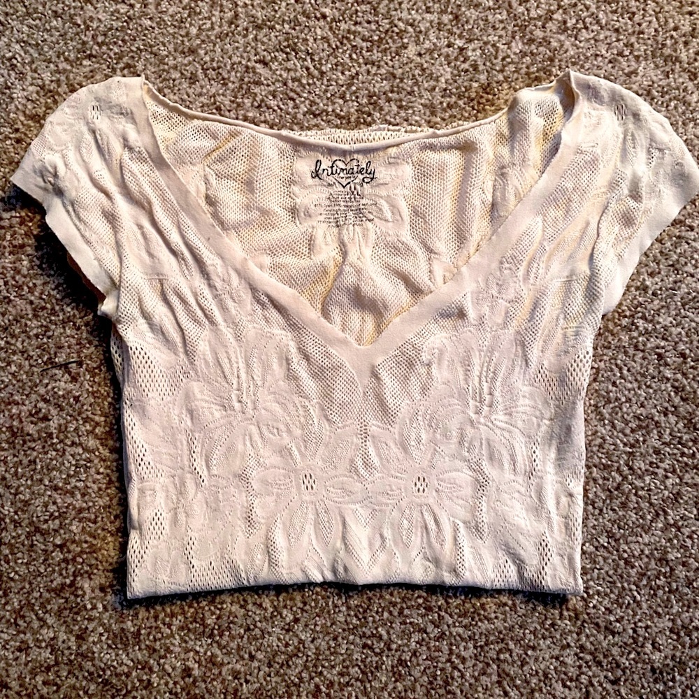 Intimately Free People Lace Mesh Baby Tee